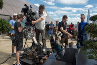 Director James Gunn and Sean Gunn on the set of "Guardians of the Galaxy."