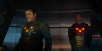 John C. Reilly as Rhomann Dey and Peter Serafinowicz as Nova Corp Officer in "Guardians of the Galaxy."