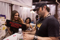 Sofia Vergara and director Robert Rodriguez on the set of "Machete Kills."