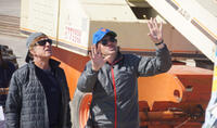 Robert Redford and J.C. Chandor on the set of "All Is Lost."