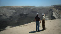 Dr. Scott Tinker and Belle Ayr Mine manager Shane Durgin on the set of "Switch."