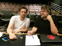 Director Andy Muschietti and Guillermo del Toro on the set of "Mama."