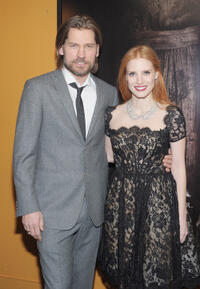 Nikolaj Coster-Waldau and Jessica Chastain at the New York premiere of "Mama."