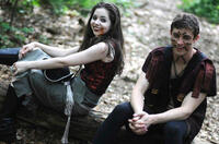 Hallie York and Jake Kropac on the set of "Let's Make a Movie."