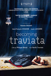 Poster art for "Becoming Traviata."