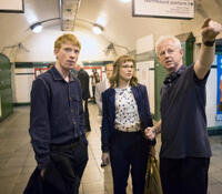 Domhnall Gleeson, Rachel McAdams and director Richard Curtis on the set of "About Time."