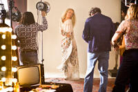 Olivia Wilde on the set of "Rush."