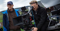 Director Ron Howard on the set of "Rush."