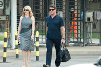 Amy Ryan and Sylvester Stallone in "Escape Plan."