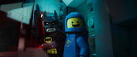 Batman voiced by Will Arnett and Benny voiced by Charlie Day in "The LEGO Movie."
