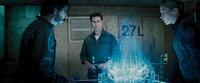 Noah Taylor as Dr. Carter, Tom Cruise as Cage and Emily Blunt as Rita in "Edge of Tomorrow."