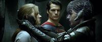 Amy Adams as Lois Lane, Henry Cavill as Superman and Antje Traue as Faora-Ul in "Man of Steel."