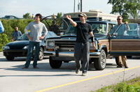 Henry Cavill, director Zack Snyder and Kevin Costner on the set of "Man of Steel."