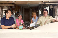 Jason Sudeikis as David Clark, Kathryn Hahn as Edie Fitzgerald, Jennifer Aniston as Rose O'Reilly and Nick Offerman as Don Fitzgerald in "We're the Millers."
