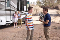 Emma Roberts as Casey Mathis, Jennifer Aniston as Rose O'Reilly, Will Poulter as Kenny Rossmore and Jason Sudeikis as David Clark in "We're the Millers."