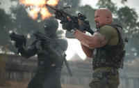 Ray Park as Snake Eyes and Dwayne Johnson as Roadblock in "G.I. Joe: Retaliation."