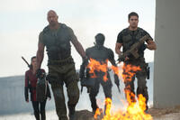 Elodie Yung as Jinx, Dwayne Johnson as Roadblock, Ray Park as Snake Eyes and D.J. Cotrona as Flint in "G.I. Joe: Retaliation."