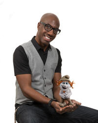 J.B. Smoove on the set of "The Smurfs 2."