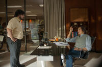 Josh Gad as Steve Wozniak and Ashton Kutcher as Steve Jobs in "Jobs."