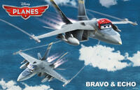 Bravo voiced by Val Kilmer and Echo voiced by Anthony Edwards in "Planes."