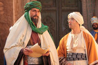 Mark Strong as Sultan Amar and Tahar Rahim as Prince Auda in "Day of the Falcon."