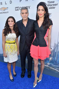 Mia Alamuddin, George Clooney and Amal Clooney at the California world premiere of "Tomorrowland."