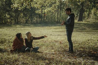 Ellen Page, Brit Marling and director Zal Batmanglij on the set of "The East."