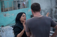 Director Mira Nair and Liev Schreiber on the set of "The Reluctant Fundamentalist."