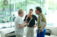 Director Ridley Scott, Michael Fassbender and Javier Bardem on the set of "The Counselor."
