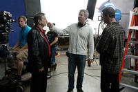 Robert De Niro, director Peter Segal and Sylvester Stallone on the set of "Grudge Match."