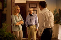 Cate Blanchett, director Woody Allen and Alec Baldwin on the set of "Blue Jasmine."