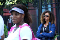Serena Williams and director Michelle Major on the set of "Venus and Serena."