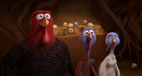 Jake voiced by Woody Harrelson, Reggie voiced by Owen Wilson and Jenny voiced by Amy Poehler in "Free Birds."