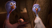Reggie voiced by Owen Wilson and Jenny voiced by Amy Poehler in "Free Birds."
