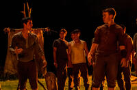 Dylan O'Brien as Thomas and Will Poulter as Gally in "The Maze Runner."