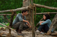 Dylan O'Brien as Thomas and Kaya Scodelario as Teresa in "The Maze Runner."