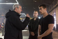 Director Neil Burger, Jai Courtney and Theo James on the set of "Divergent."