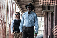 Cillian Murphy as Agent Buchanan and Morgan Freeman as Joseph Tagger in "Transcendence."