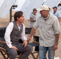 Johnny Depp and director Wally Pfister on the set of "Transcendence."