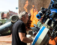 Director Wally Pfister on the set of "Transcendence."