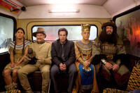 Mizuo Peck, Robin Williams, Ben Stiller, Rami Malek and Patrick Gallagher in "Night At The Museum 3."