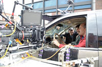 Rob Corddry, John Francis Daley and Paul Middleditch on the set of "Rapture-Palooza."