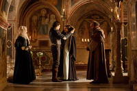 Douglas Booth, Hailee Steinfeld and Paul Giamatti in "Romeo and Juliet."