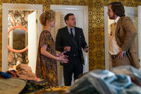 Jennifer Lawrence, director David O. Russell and Christian Bale on the set of "American Hustle."