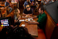 Drew Barrymore, director Frank Coraci and Adam Sandler on the set of "Blended."