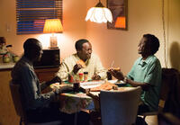 Ger Duany as Jeremiah, Arnold Oceng as Mamere and Emmanuel Jal as Paul in "The Good Lie."