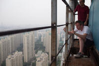 Director Spike Jonze on the set of "Her."