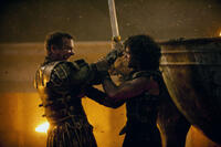 Kit Harington as Milo and Kiefer Sutherland as Corvus in "Pompeii."