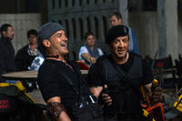 Antonio Banderas and Sylvester Stallone on the set of "The Expendables 3."