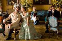 James Callis as Colonel Andrews, Ricky Whittle as Captain George East, Keri Russell as Jane Hayes, Jane Seymour as Mrs. Wattlesbrook and JJ Feild as Mr. Henry Nobley in "Austenland."
